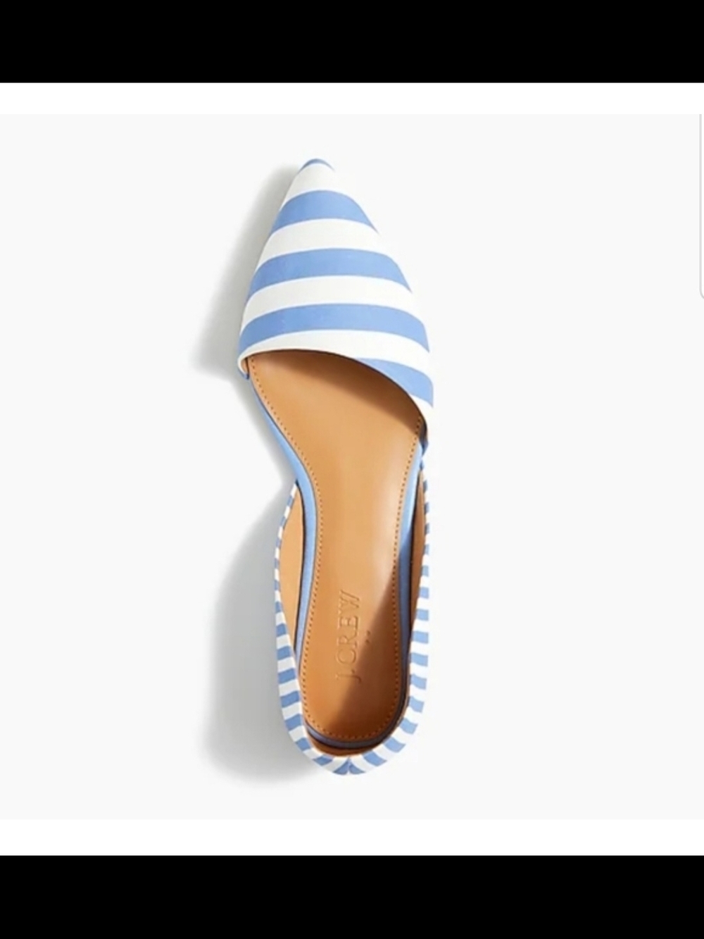 J Crew Zoe D’Orsay Flats Blue White Striped Pointed Toe Nautical Preppy 7 - Picture 3 of 4